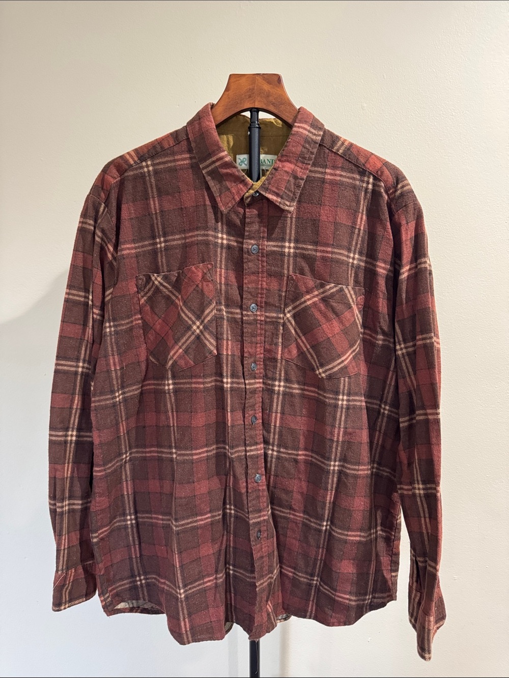 Haband Vintage Plaid Button-Down Flannel Shirt (Size L)